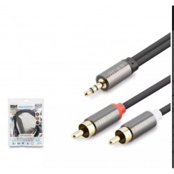 HADRON HDX1067 3.5MM TO 2RCA KABLO 2LINE GOLD 1.5M SİYAH