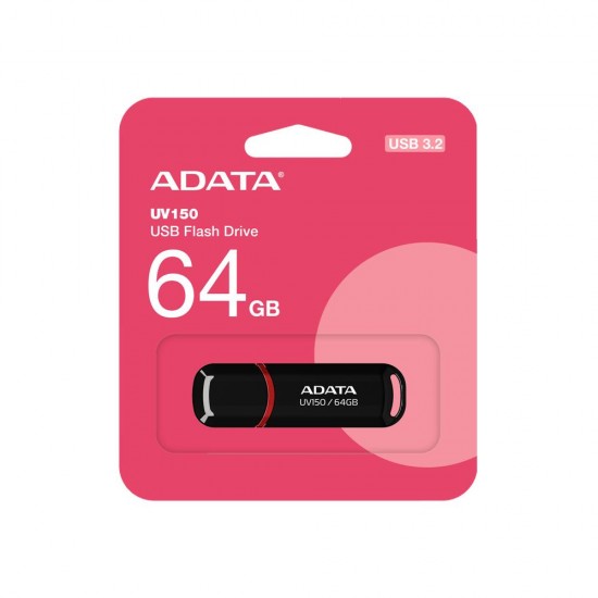 ADATA UV150-64GB USB3.2 Gen1 Black Flash Bellek ADATA UV150-64GB USB3.2 Gen1 Black Flash Bellek