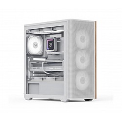 Aerocool AE D501A WH 4x12cm  Fanlı Ahşap Ön Panel Tempered Cam Yan ve Mesh Ön Panel, USB Type-C,ATX