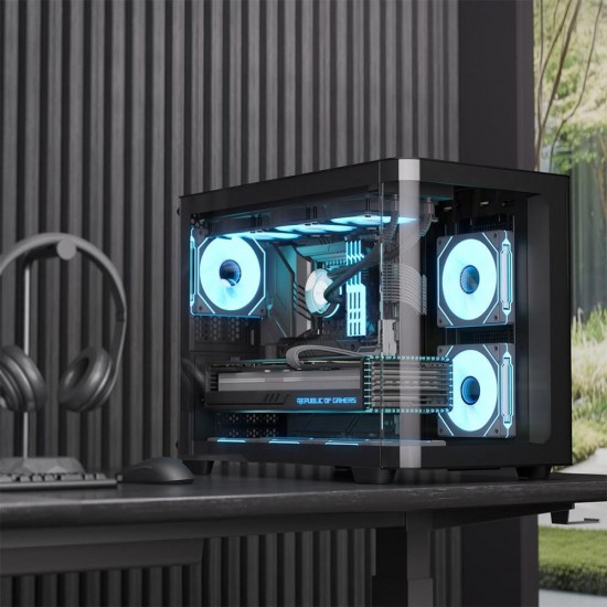 Aerocool AE P300C BK 3x12cm Mirror A-RGB Fanlı, Panoramik Tempered Panel, mATX Aerocool AE P300C BK 3x12cm Mirror A-RGB Fanlı, Panoramik Tempered Panel, mATX