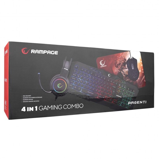 Rampage KM-404 ARGENTI Rainbow Aydınlatmalı USB Gaming Combo Q Klavye + Kulaklık + Mouse + Mousepad Rampage KM-404 ARGENTI Rainbow Aydınlatmalı USB Gaming Combo Q Klavye + Kulaklık + Mouse + Mousepad
