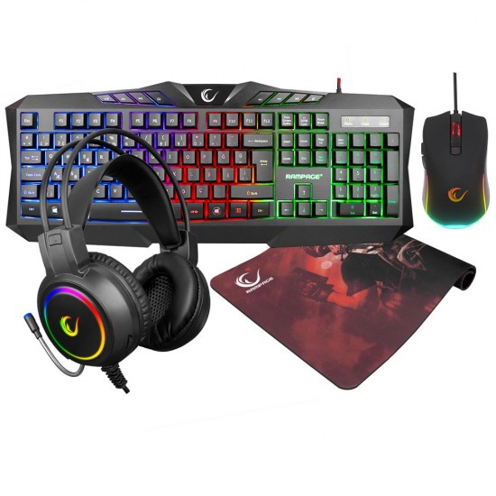 Rampage KM-404 ARGENTI Rainbow Aydınlatmalı USB Gaming Combo Q Klavye + Kulaklık + Mouse + Mousepad Rampage KM-404 ARGENTI Rainbow Aydınlatmalı USB Gaming Combo Q Klavye + Kulaklık + Mouse + Mousepad