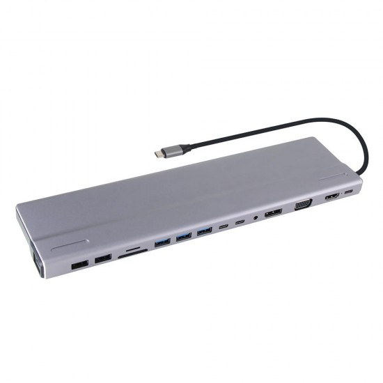 Vcom CU4703 Type-C To USB3.0-3+USB2.0-2+VGA+RJ45+SD+TF+Audio+HDMI+DP+USB-C DATA-2+USB-C Çoklayıcı Vcom CU4703 Type-C To USB3.0-3+USB2.0-2+VGA+RJ45+SD+TF+Audio+HDMI+DP+USB-C DATA-2+USB-C Çoklayıcı