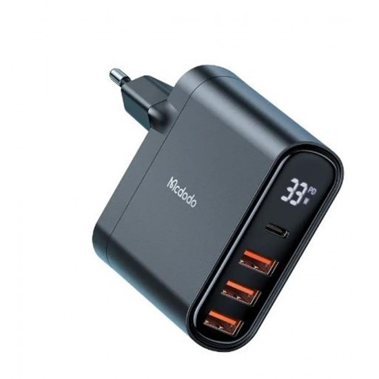MCDODO CH-2250 33W 1xTYPE-C 3xUSB Girişli Dijital Göstergeli Şarj Adaptörü - Siyah MCDODO CH-2250 33W 1xTYPE-C 3xUSB Girişli Dijital Göstergeli Şarj Adaptörü - Siyah