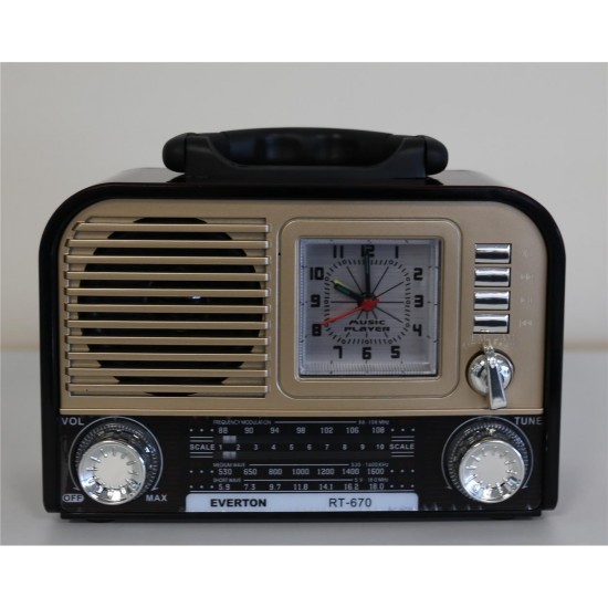 Everton RT-670 Bluetooth Usb-Micro Sd Saatli Nostaljik Radyo