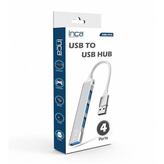 Inca IUSB-4TUX 3X2.0 3.0 USB Çıkış USB Çıkış 5 Gbps Usb Çoklayıcı Alüminyum Kasa