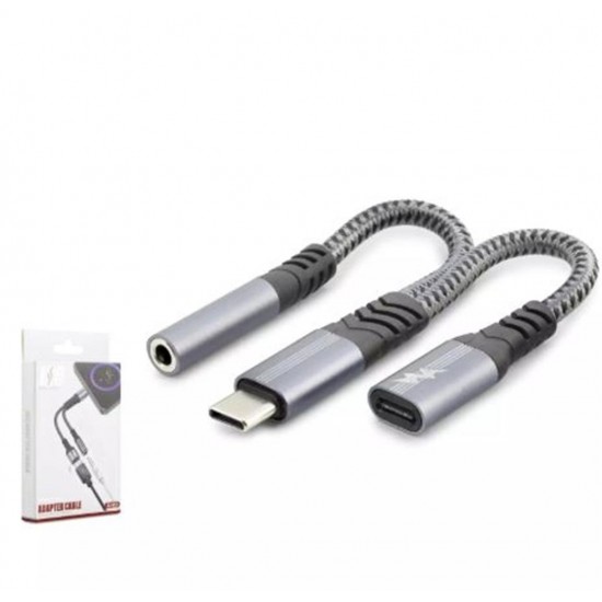 Hadron Gj-018 Type-C To 3.5Mm + Type-C F Kablo Car Şarj 100W Siyah Hadron Gj-018 Type-C To 3.5Mm + Type-C F Kablo Car Şarj 100W Siyah