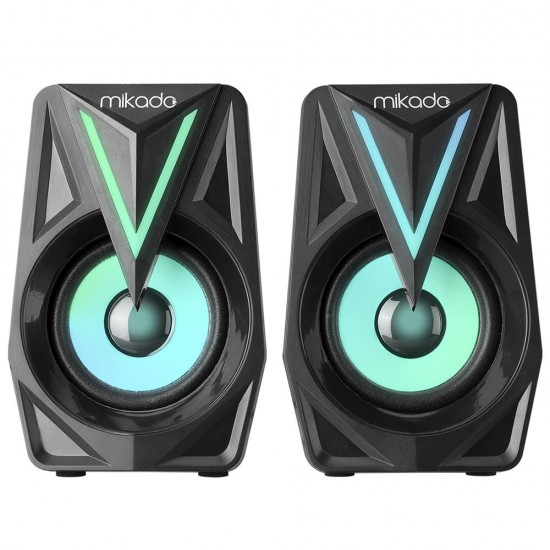 Mikado MD-S23 GLARE 2.0 Multimedia 3W-2 Siyah USB RGB Işıklı Gaming Speaker Hoparlör Stereo Giriş Mikado MD-S23 GLARE 2.0 Multimedia 3W-2 Siyah USB RGB Işıklı Gaming Speaker Hoparlör Stereo Giriş