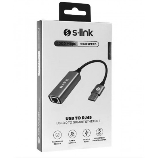 S-link SW-U334 Gri Metal USB 3.0 to RJ45 10-100-1000Mbps Gigabit Adaptör S-link SW-U334 Gri Metal USB 3.0 to RJ45 10-100-1000Mbps Gigabit Adaptör
