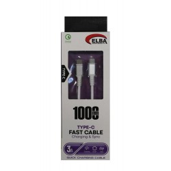 Elba Elb120-1 120w   Type-c To Type-c 1Mt Siyah Örgülü  Şarj Kablosu