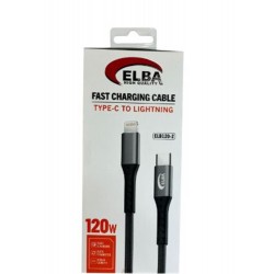 Elba Elb120-2 120w   Type-c To Lightning 1Mt Siyah Örgülü  Şarj Kablosu