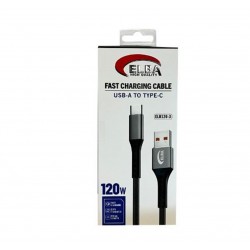 Elba Elb120-3 120w   USBC Type-c To Usb 1Mt Siyah Örgülü  Şarj Kablosu