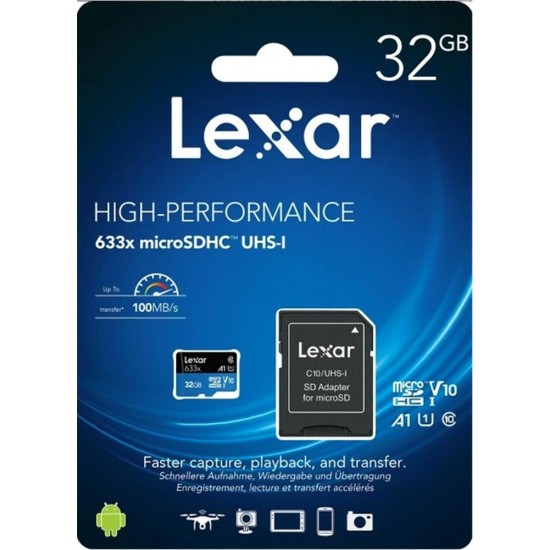 Lexar 32GB A1 V10 U1 Hafıza Kartı + Adaptör Lexar 32GB A1 V10 U1 Hafıza Kartı + Adaptör