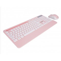 Everest KM-9676 Beyaz-Pempe Multimedya Tablet-Telefon Standlı Klavye + Mouse Set