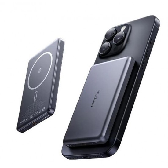 MCDODO MC-4641 20W 5000mAh Metal Ultra İnce Manyetik Kablosuz Power Bank Siyah