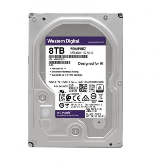 Wd 8Tb Purple WD82PURZ 7200RPM 256MB 7x24 Güvenlik Harddisk (İthalat)