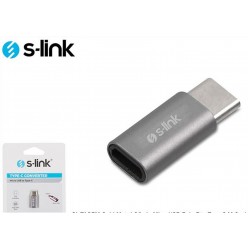 S-link SL-TA25M Gümüş Metal Gövde MicroUSB 5pin F to Type C M Çevirici