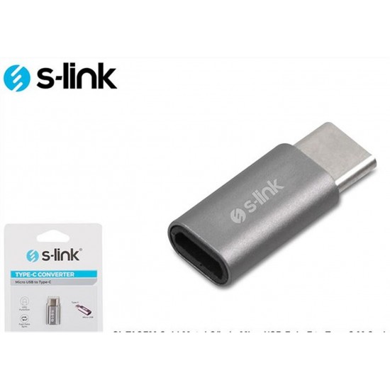 S-link SL-TA25M Gümüş Metal Gövde MicroUSB 5pin F to Type C M Çevirici