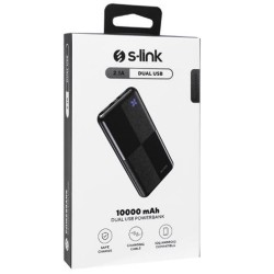 S-link IP-G12N 10000mAh Micro+Usb+ Type-C Giriş+Çıkış Siyah Taşınabilir Pil Şarj Cihazı Powerbank