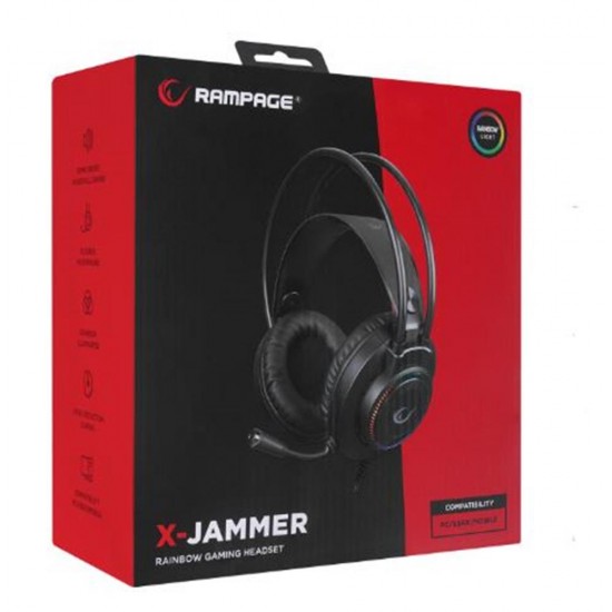 Rampage RM-K27 X-JAMMER Rainbow Ledli PC USB 3.5M PS4-XBOX-Mobile Gaming Oyuncu Mikrofonlu Kulaklık