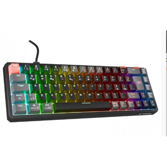 Rampage YORU MINI PRO Siyah-Gri  Bağlantı OUTEMU Red Swich Q Kablosuz RGB Mekanik Oyuncu Klavyesi