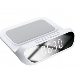 S-link SL-CW18 Beyaz Telefon Uyumlu 15W LCD Ekran Double Alarmli Kablosuz Şarj Cihazı