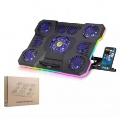 Hadron Dcxa21 Notebook Soğutucu 9-Fan + Telefon Standı 14-18 RGB Siyah