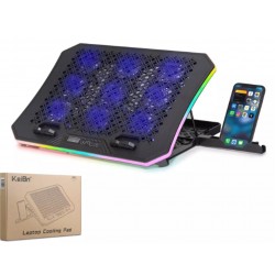 Hadron Dcxa19 Notebook Soğutucu 9-Fan + Telefon Standı 14-18 RGB Siyah