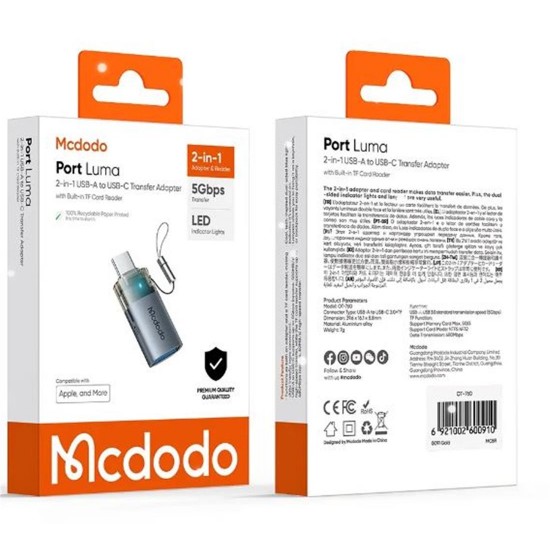 MCDODO OT-7600 2si 1 arada USB-A - USB-C - SD Kart Aktarım Dönüştürücü