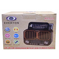 Everton RT-679  Bluetooth-USB-SD-FM Şarjlı Solarlı  Nostaljik Radyo