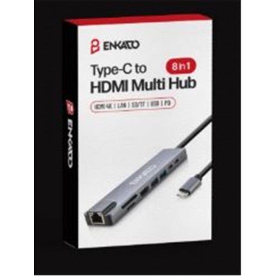 ENKADO EKD-TP42 TYPE-C TO TO HDMI 8İN 2PD+2 USB 2,0 +HDMI 4K +SD-TF+ETHERNET 100MBS