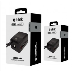 S-link MP130 30000mAh PD22.5W Type-C+Lightning Kablolu Siyah Pil Şarj Cihazı Powerbank