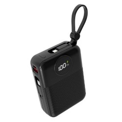 S-link MP120 20000mAh PD22.5W Type-C+Lightning Kablolu Siyah  Pil Şarj Cihazı Powerbank