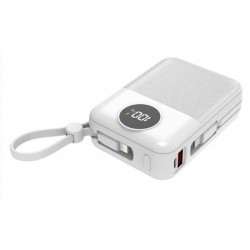 S-link MP120 20000mAh PD22.5W Type-C+Lightning Kablolu Beyaz  Pil Şarj Cihazı Powerbank