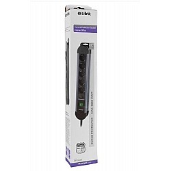 S-link SPGKS05 1.5m 3G1.5mm2 900 Joule 5Li Akım Kor. Gri Priz Çoklayıcı