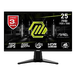 MSI 24.5" Mag 255F E20 1920x1080 Flat Rapid Ips 200Hz 0.5Ms (Gtg) Freesync Premium Gaming Monitor