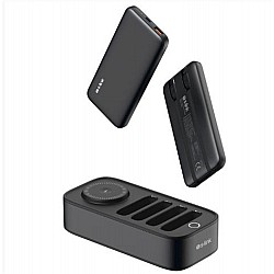 S-link IP-DS40 4 Adet 10000mAH Powerbank li  15W Kablosuz Şarj Siyah Taşınabilir Şarj İstasyonu