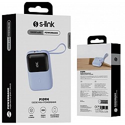 S-link P109M 10000mAh 5W Mavi LCD Taşınabilir Pil Şarj Cihazı Powerbank