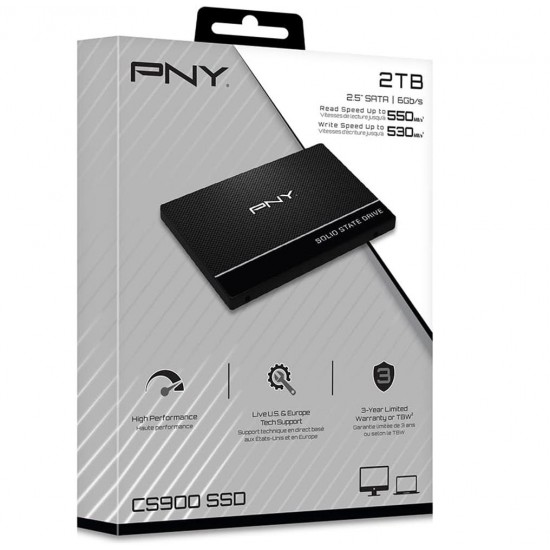 Pny 2Tb CS900 SSD7CS900-2TB-RB 550-530MB-S SSD Sata-3 Disk