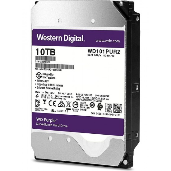 Wd 10TB Purple 7200RPM 256mb 7-24 3.5" WD101PURZ PC&DVR Harddisk (İthalat)