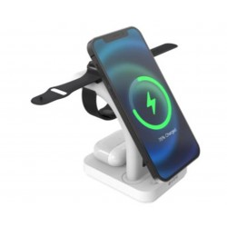 S-link SW-CWF130 Beyaz Telefon Kulaklık Akıllı Saat 15W 3 in 1 Magsafe Led Logo Kablosuz Şarj Cihaz