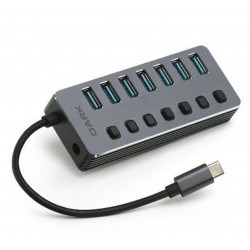 Dark "DK-AC-USB371C" 7 Port USB 3.0 Hub, Harici Adaptörlü USB Çoklayıcı Type-C HUB