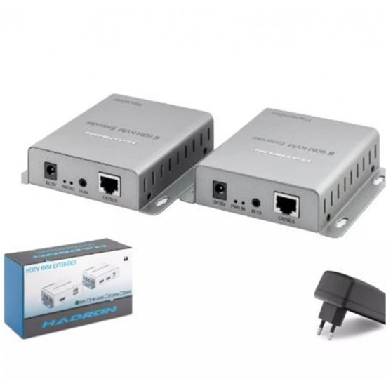 HADRON HDX1600 HDMI KVM Extender 4K 30 Hz 60 m - Gümüş