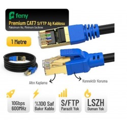 Feny FN-CAT7LS01 10GBPS İnternet 60MHZ 1 Metre CAT7 Gold Patch Kablo (Yanmaz- yüzde 100 Saf Bakır)
