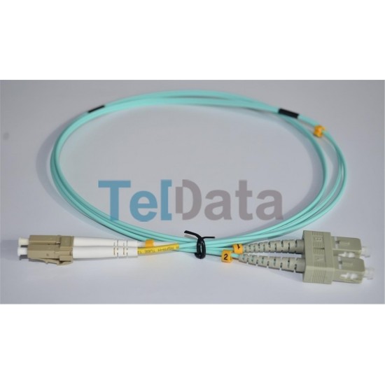 TELDATA TLD-SCLCOM31 SC-UPC-LC-UPC MM DX OM3 1 METRE FIBER OPTIK PATCHCORD