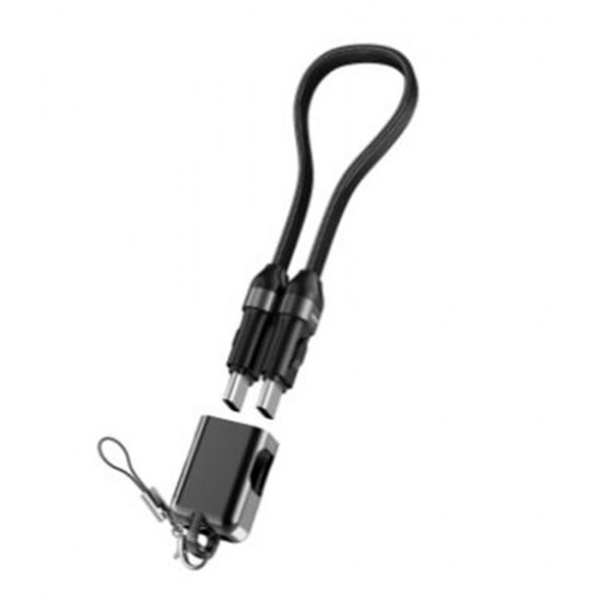 S-link Armor CC-020 60W 20 cm Type-C to Type-C  Örgülü Metal Başlıklı Siyah Şarj Kablosu