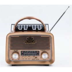 Everton RT-301.m  Bluetooth-USB-SD-FM Şarjlı,Solarlı,Ledli, Nostaljik Radyo El Fenerl Radyo