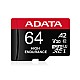 Adata 64 GB High Endurance microSDXC 4K U3 V30 A2 Hafıza Kartı