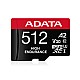 Adata 512 GB High Endurance microSDXC 4K U3 V30 A2 Hafıza Kartı