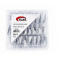 Elba CP-03 Şeffaf Kutulu Usb To Lightning 24lü Beyaz Şarj Kablosu
